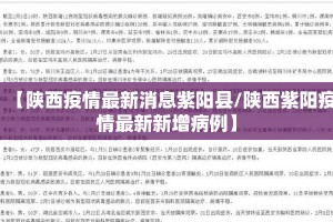 【陕西疫情最新消息紫阳县/陕西紫阳疫情最新新增病例】