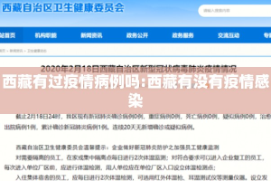 西藏有过疫情病例吗:西藏有没有疫情感染