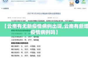 【云南有无新疫情病例出现,云南有新增疫情病例吗】