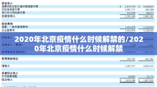 2020年北京疫情什么时候解禁的/2020年北京疫情什么时候解禁