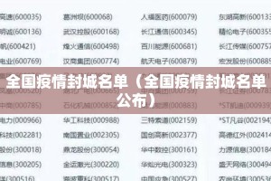 全国疫情封城名单（全国疫情封城名单公布）