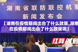 【湖南在疫情期间出台了什么政策,湖南在疫情期间出台了什么政策呢】