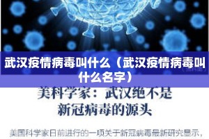 武汉疫情病毒叫什么（武汉疫情病毒叫什么名字）