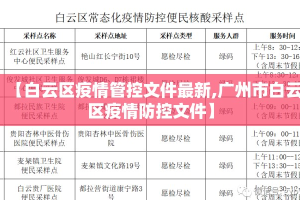 【白云区疫情管控文件最新,广州市白云区疫情防控文件】