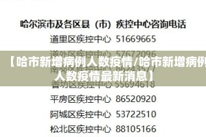 【哈市新增病例人数疫情/哈市新增病例人数疫情最新消息】