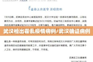 武汉检出霍乱疫情病例/武汉确证病例