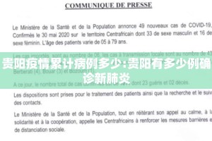 贵阳疫情累计病例多少:贵阳有多少例确诊新肺炎