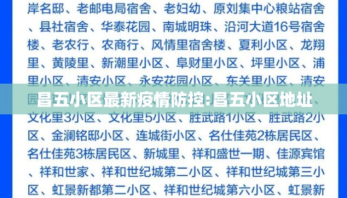 昌五小区最新疫情防控:昌五小区地址