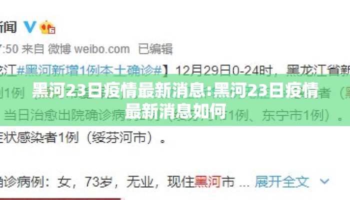 黑河23日疫情最新消息:黑河23日疫情最新消息如何