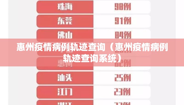 惠州疫情病例轨迹查询（惠州疫情病例轨迹查询系统）