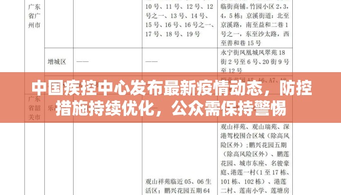 中国疾控中心发布最新疫情动态，防控措施持续优化，公众需保持警惕
