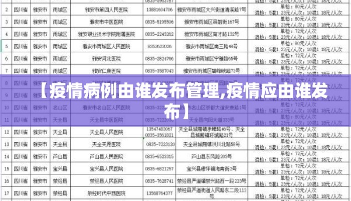 【疫情病例由谁发布管理,疫情应由谁发布】