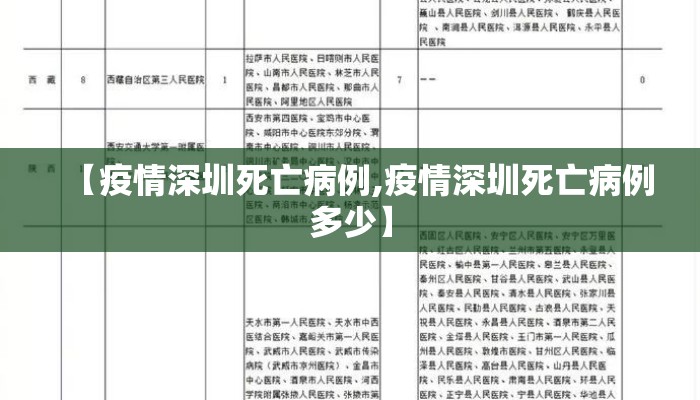 【疫情深圳死亡病例,疫情深圳死亡病例多少】
