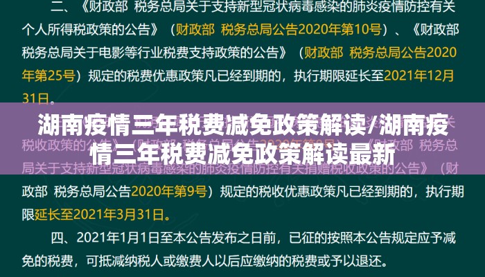 湖南疫情三年税费减免政策解读/湖南疫情三年税费减免政策解读最新
