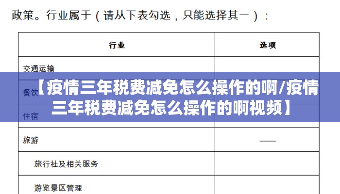 【疫情三年税费减免怎么操作的啊/疫情三年税费减免怎么操作的啊视频】