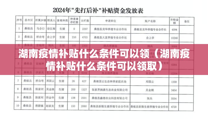 湖南疫情补贴什么条件可以领（湖南疫情补贴什么条件可以领取）