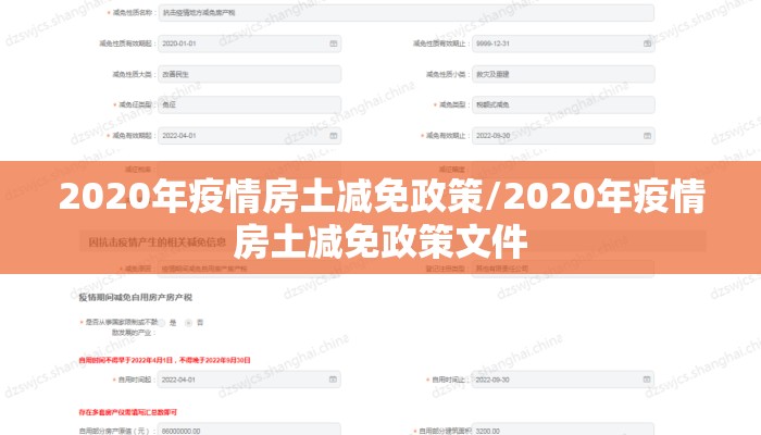 2020年疫情房土减免政策/2020年疫情房土减免政策文件