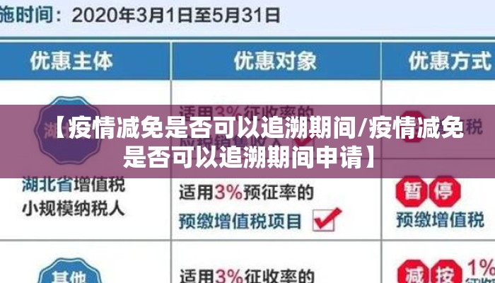【疫情减免是否可以追溯期间/疫情减免是否可以追溯期间申请】