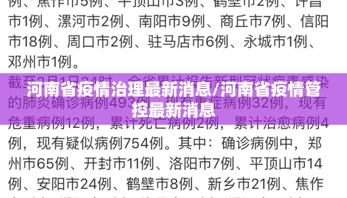 河南省疫情治理最新消息/河南省疫情管控最新消息