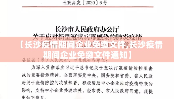 【长沙疫情期间企业免缴文件,长沙疫情期间企业免缴文件通知】