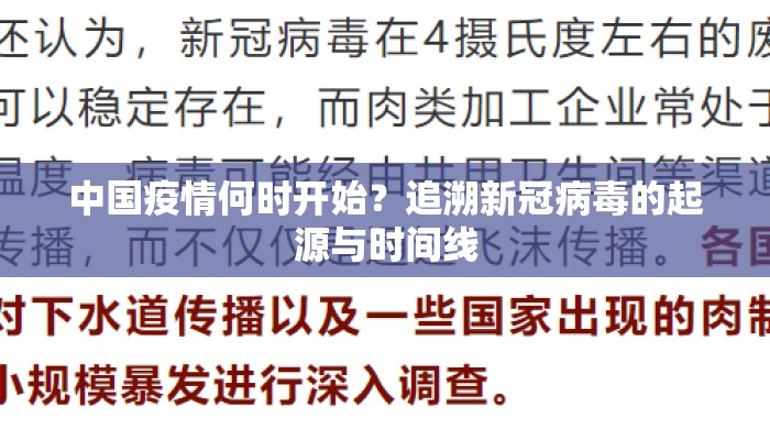 中国疫情何时开始？追溯新冠病毒的起源与时间线