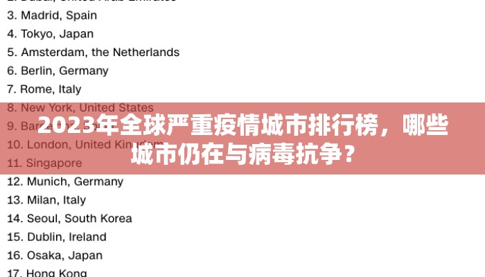 2023年全球严重疫情城市排行榜，哪些城市仍在与病毒抗争？