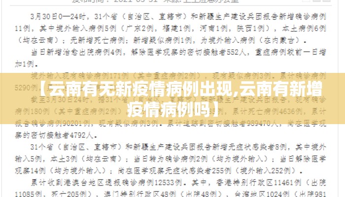 【云南有无新疫情病例出现,云南有新增疫情病例吗】