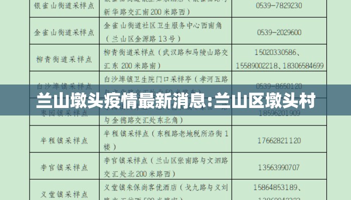 兰山墩头疫情最新消息:兰山区墩头村