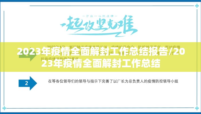 2023年疫情全面解封工作总结报告/2023年疫情全面解封工作总结