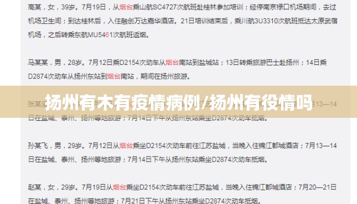扬州有木有疫情病例/扬州有役情吗