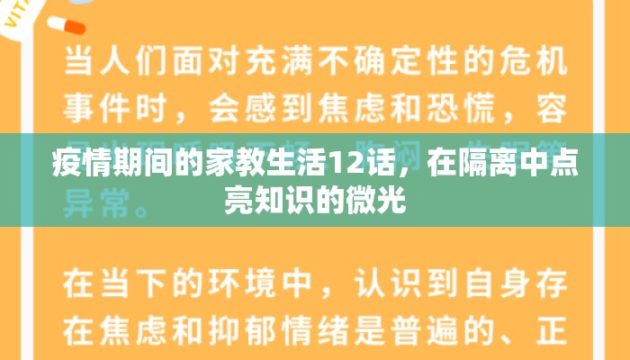 疫情期间的家教生活12话，在隔离中点亮知识的微光