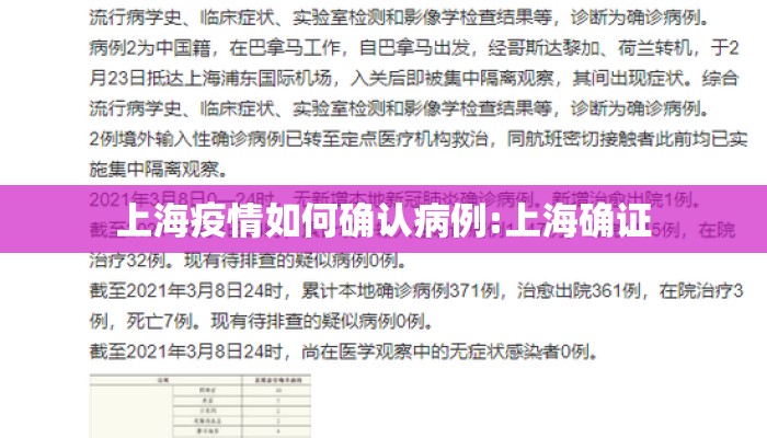 上海疫情如何确认病例:上海确证