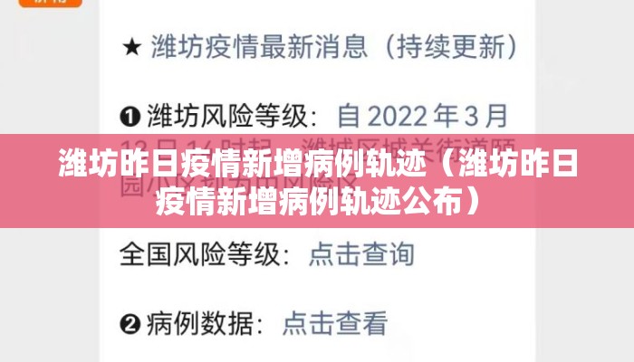 潍坊昨日疫情新增病例轨迹（潍坊昨日疫情新增病例轨迹公布）