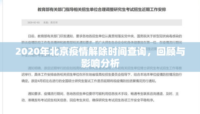 2020年北京疫情解除时间查询，回顾与影响分析