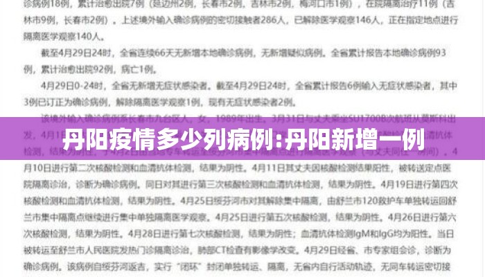 丹阳疫情多少列病例:丹阳新增一例