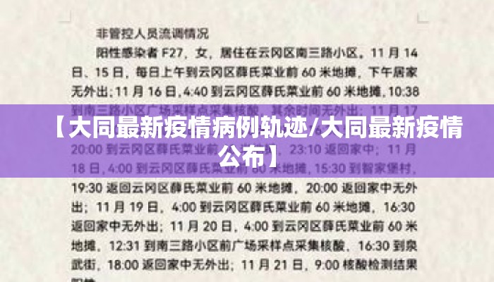 【大同最新疫情病例轨迹/大同最新疫情公布】