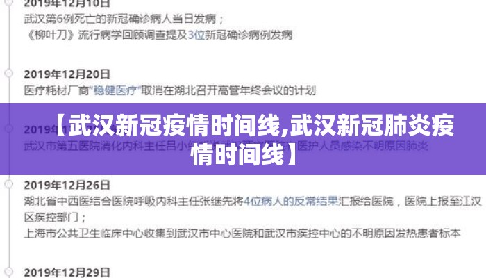 【武汉新冠疫情时间线,武汉新冠肺炎疫情时间线】