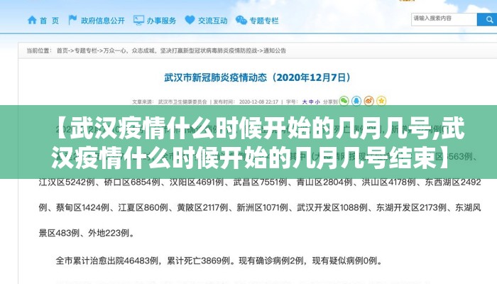 【武汉疫情什么时候开始的几月几号,武汉疫情什么时候开始的几月几号结束】