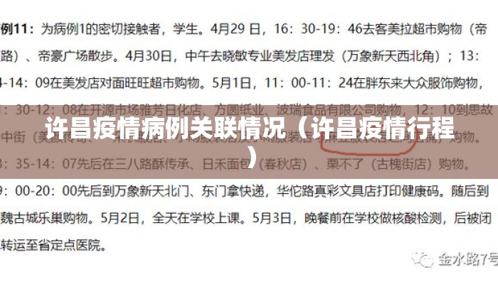 许昌疫情病例关联情况（许昌疫情行程）
