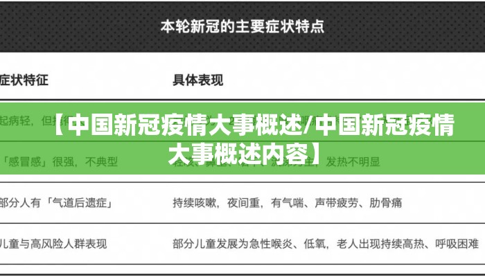 【中国新冠疫情大事概述/中国新冠疫情大事概述内容】