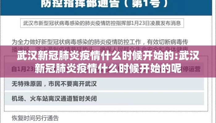 武汉新冠肺炎疫情什么时候开始的:武汉新冠肺炎疫情什么时候开始的呢
