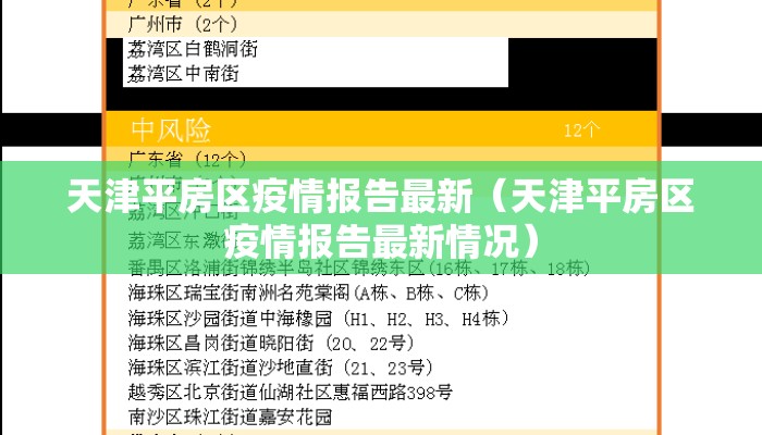 天津平房区疫情报告最新（天津平房区疫情报告最新情况）