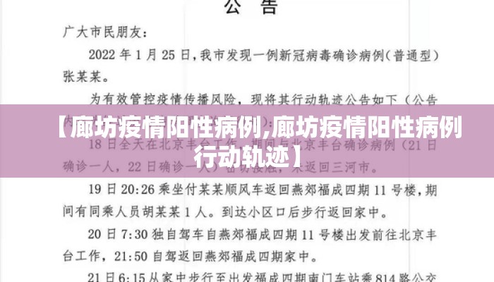 【廊坊疫情阳性病例,廊坊疫情阳性病例行动轨迹】