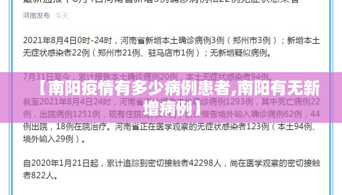 【南阳疫情有多少病例患者,南阳有无新增病例】