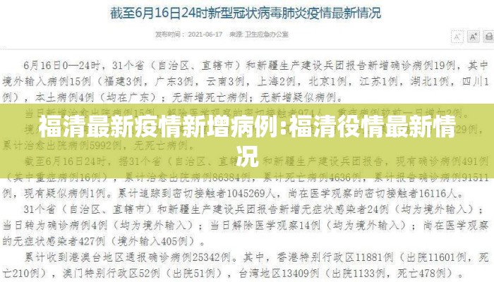 福清最新疫情新增病例:福清役情最新情况