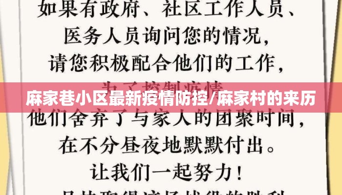 麻家巷小区最新疫情防控/麻家村的来历