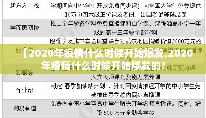 【2020年疫情什么时候开始爆发,2020年疫情什么时候开始爆发的?