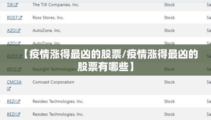 【疫情涨得最凶的股票/疫情涨得最凶的股票有哪些】