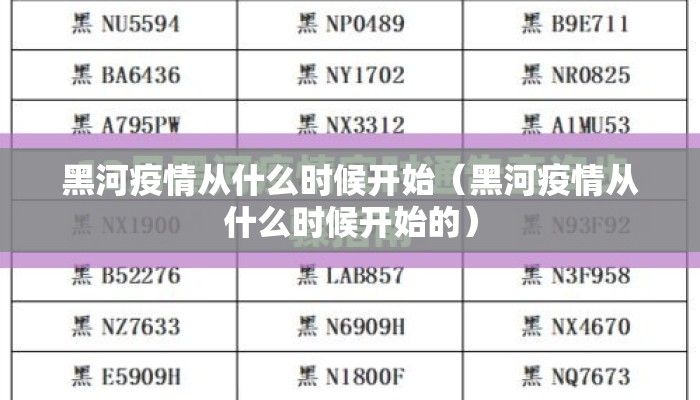 黑河疫情从什么时候开始（黑河疫情从什么时候开始的）