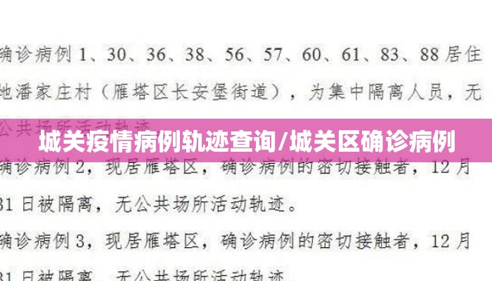 城关疫情病例轨迹查询/城关区确诊病例